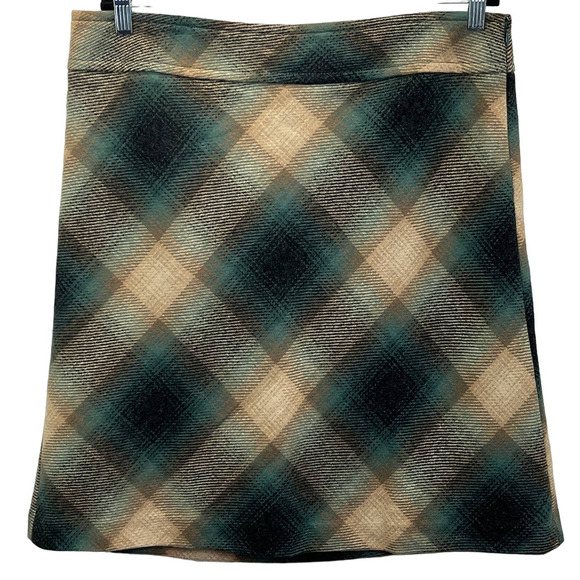 Ann Taylor Dresses & Skirts - Ann Taylor LOFT Wool Blend Mini Skirt Green Size 14 Argyle Print Preppy Academia